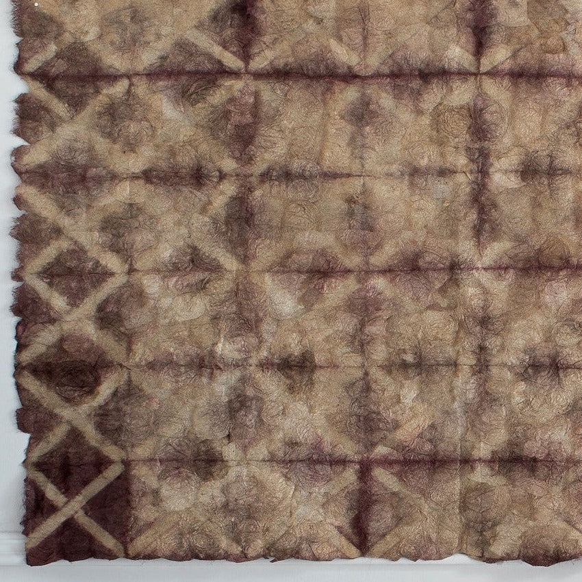 Plant Dyed Wild Silk Wall Hanging- Diamond Pattern - Natural Burgundy