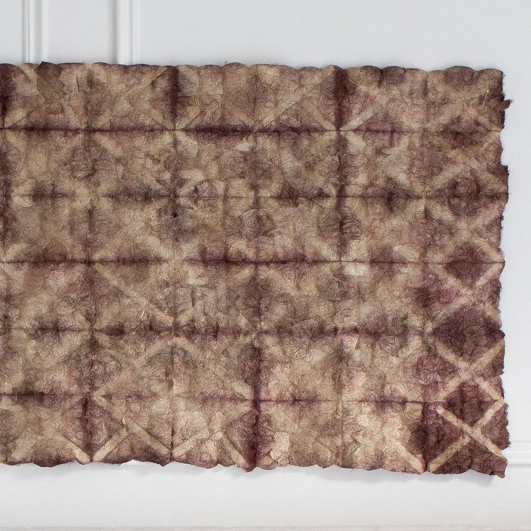 Plant Dyed Wild Silk Wall Hanging- Diamond Pattern - Natural Burgundy