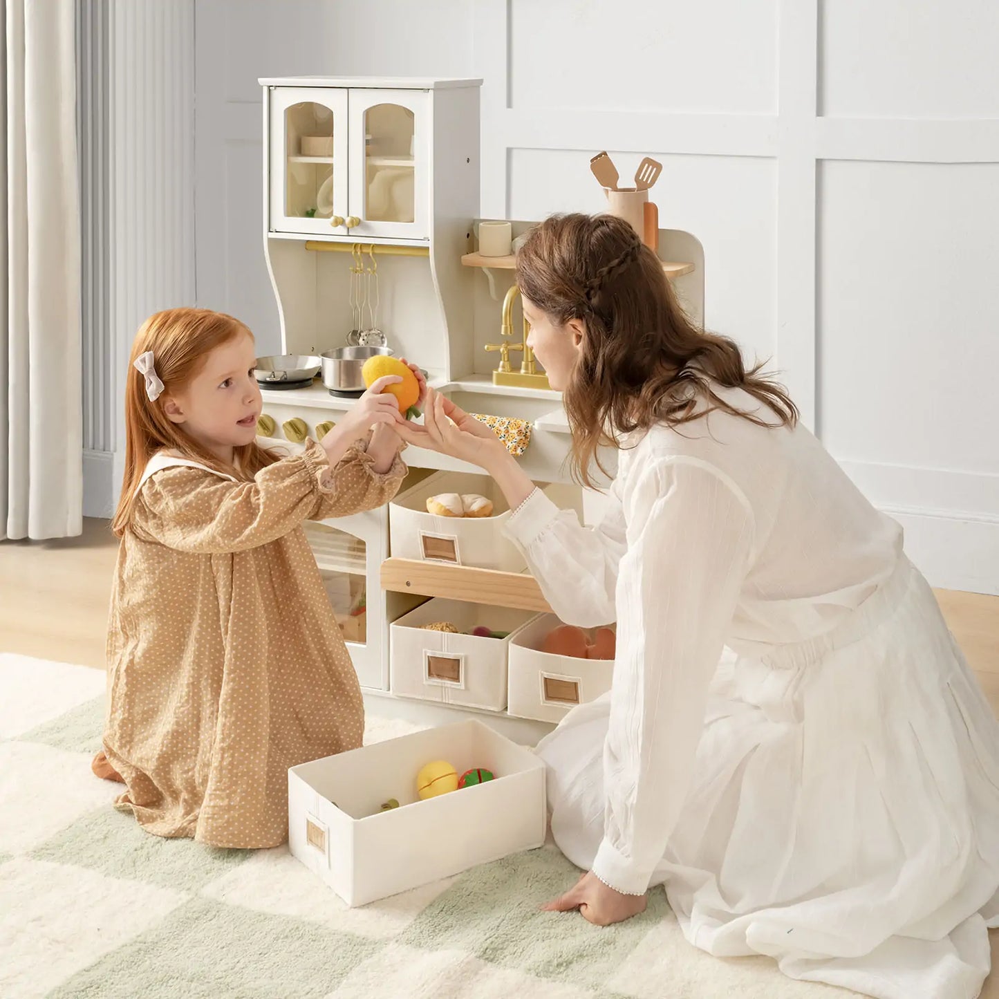 Tiny Land® Wooden Play Kitchen with Storage for Creative Learning
