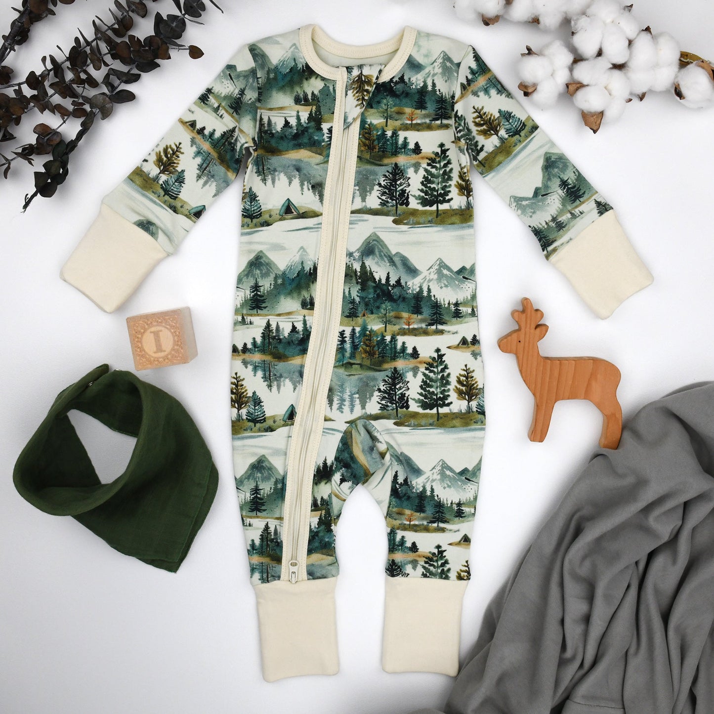 Organic Cotton Baby Pajamas 2-Way Zip Front Zipper Sleeper | Teton