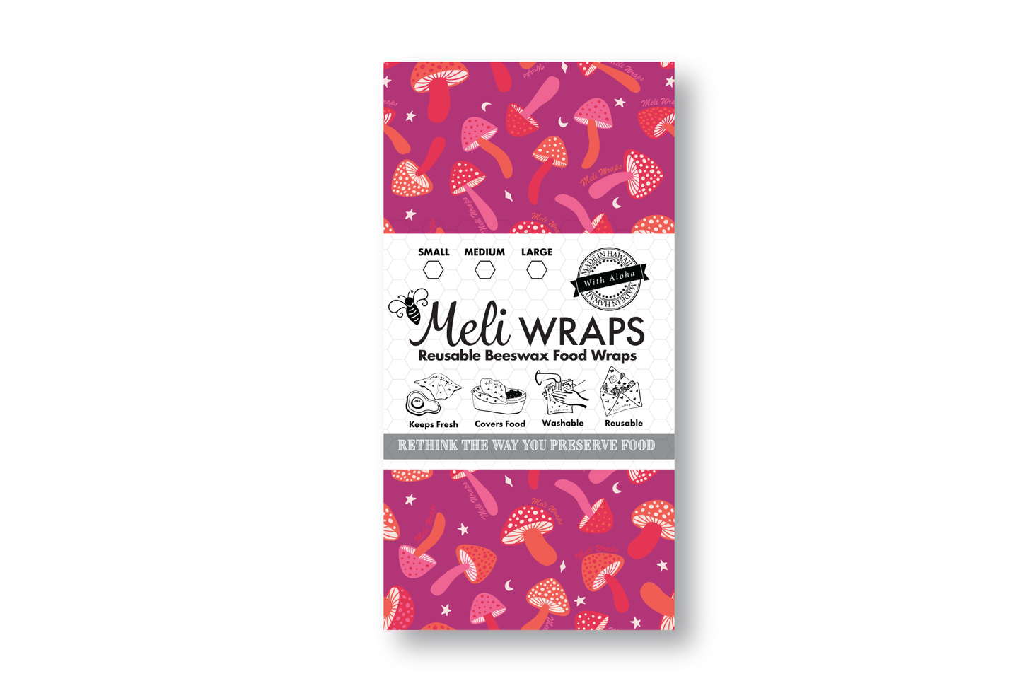 Beeswax Food Wrap | Purple Mushroom Print