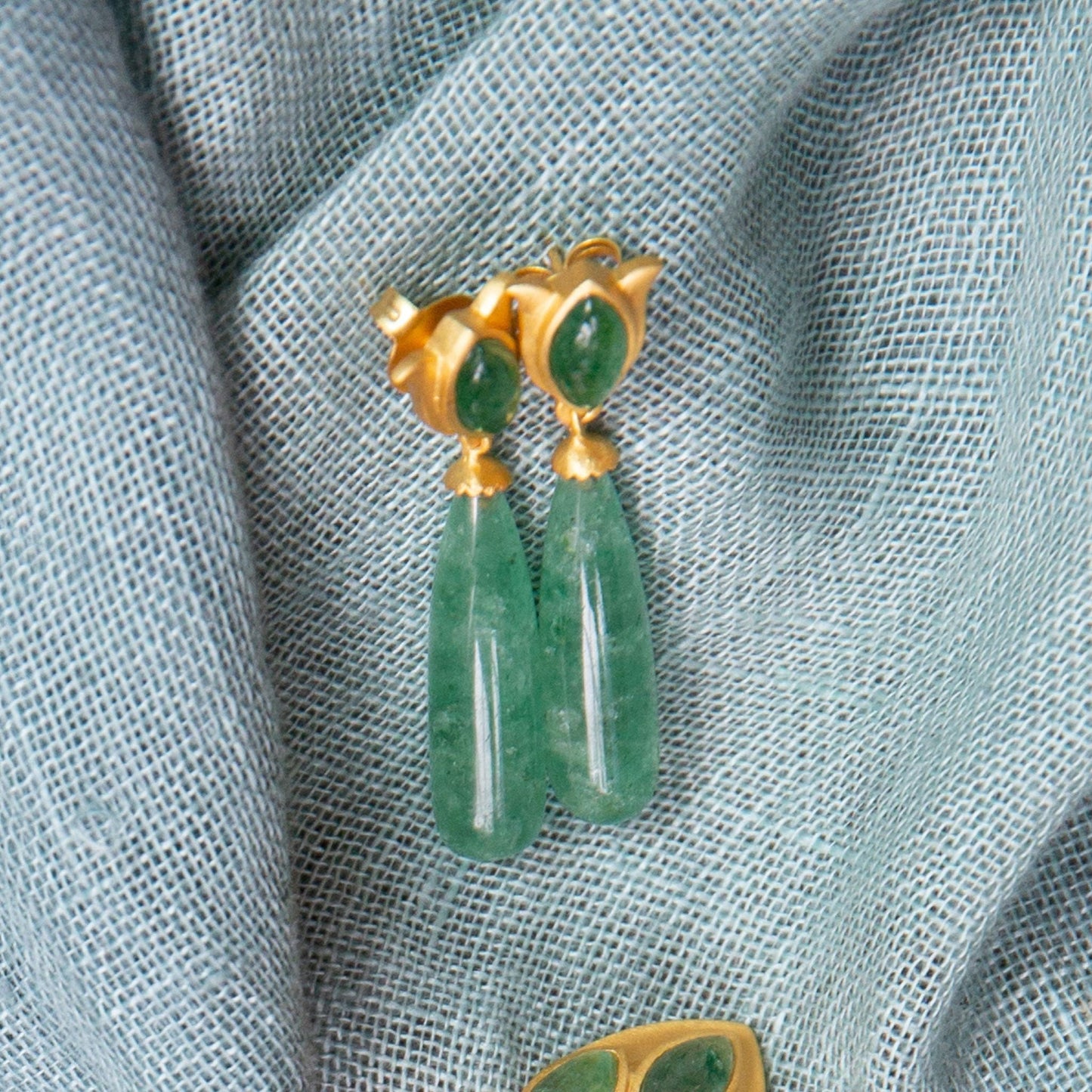 Verona Tulip Drop Earrings | Green Strawberry Quartz