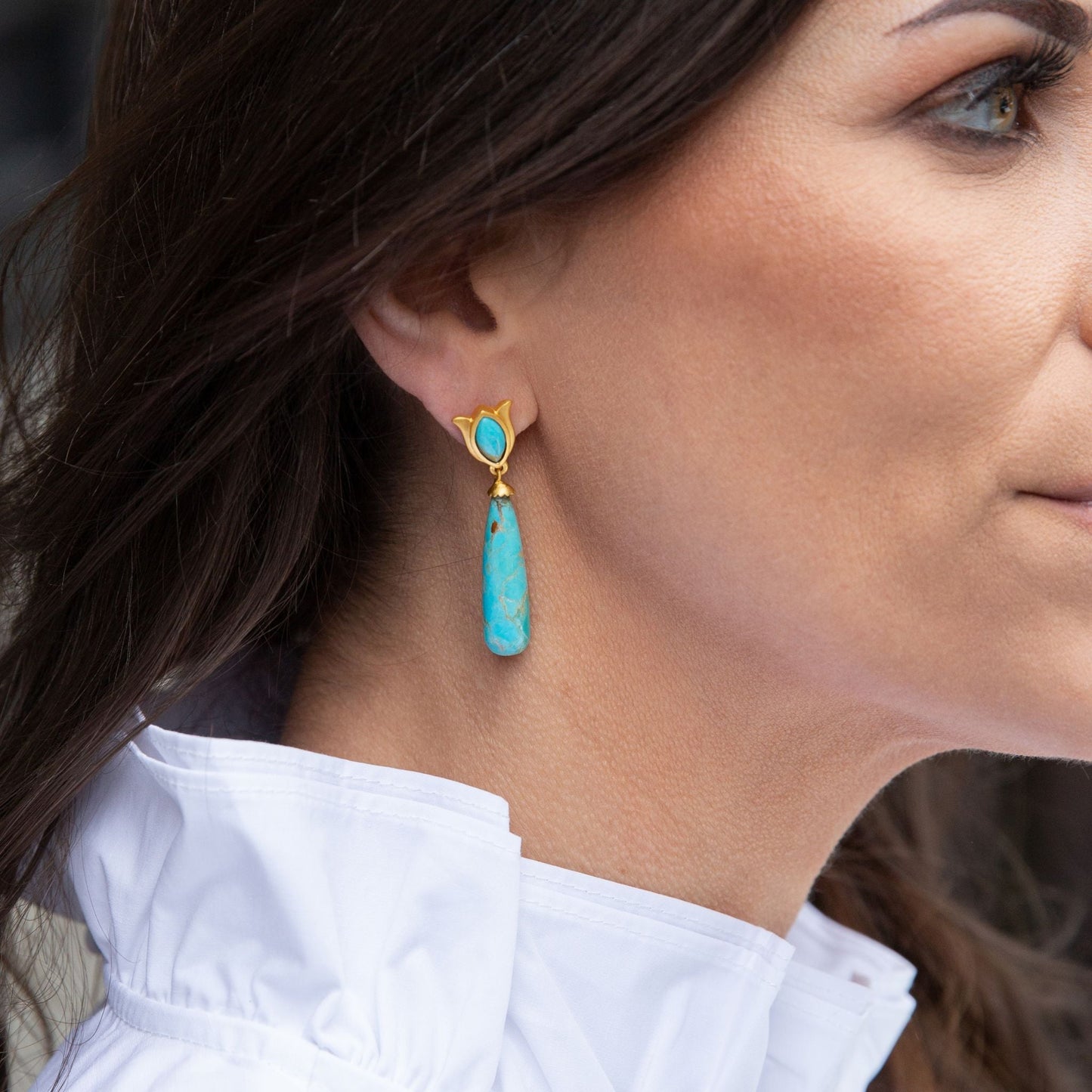 Verona Tulip Drop Earrings | Turquoise