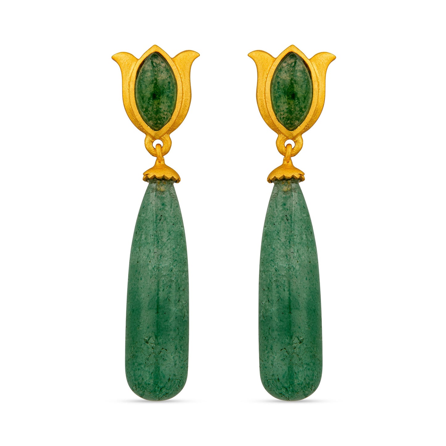 Verona Tulip Drop Earrings | Green Strawberry Quartz