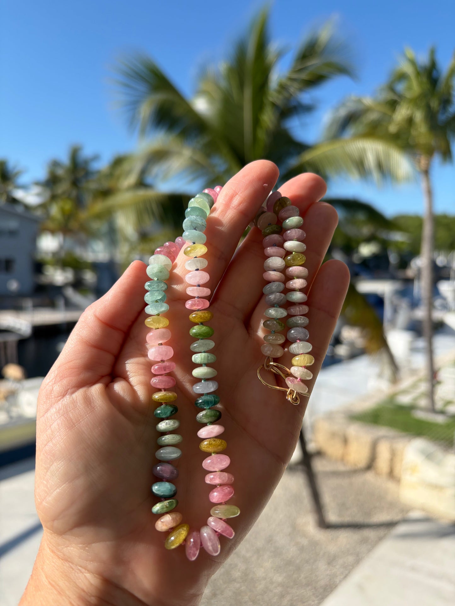 Watermelon Tourmaline Candy Necklace | 14K Gold Clasp