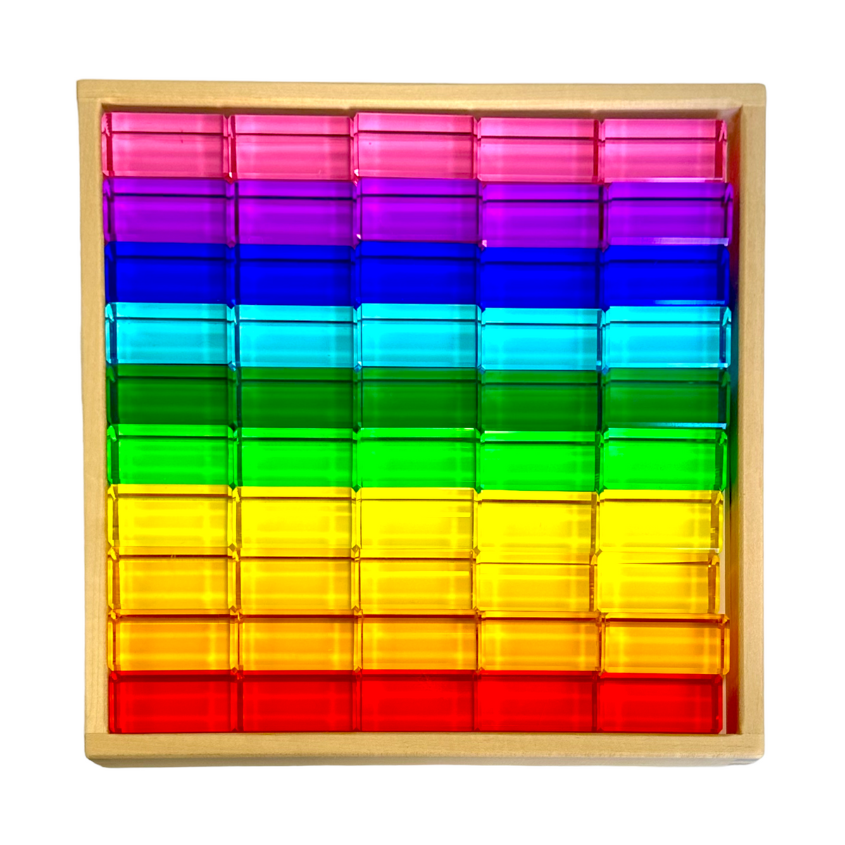Rainbow Lucite Building Blocks Set with Storage Tray