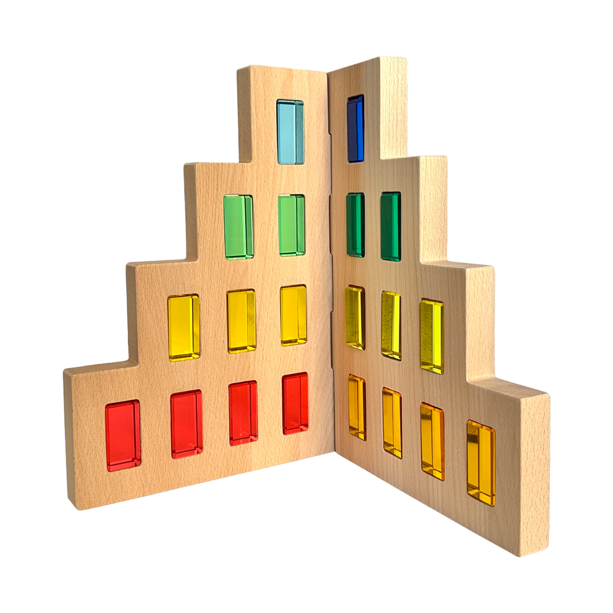 Rainbow Lucite Building Blocks Set with Storage Tray