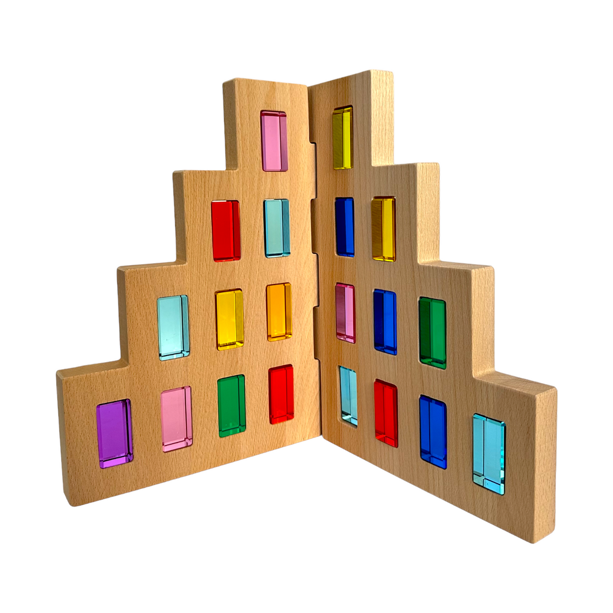 Rainbow Lucite Building Blocks Set with Storage Tray