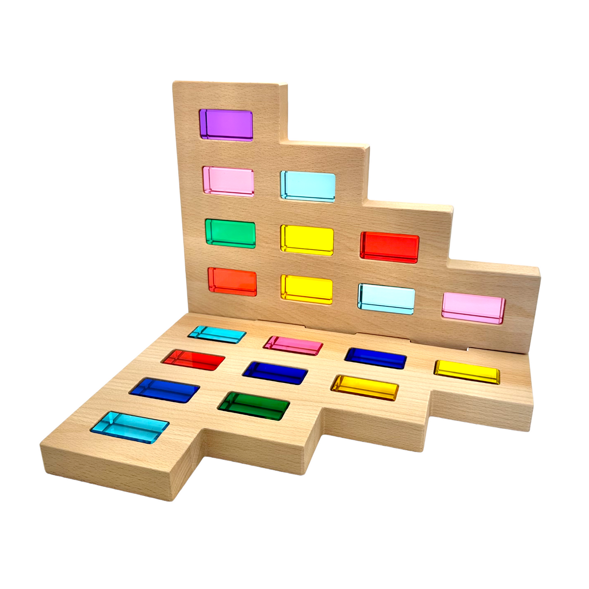 Rainbow Lucite Building Blocks Set with Storage Tray