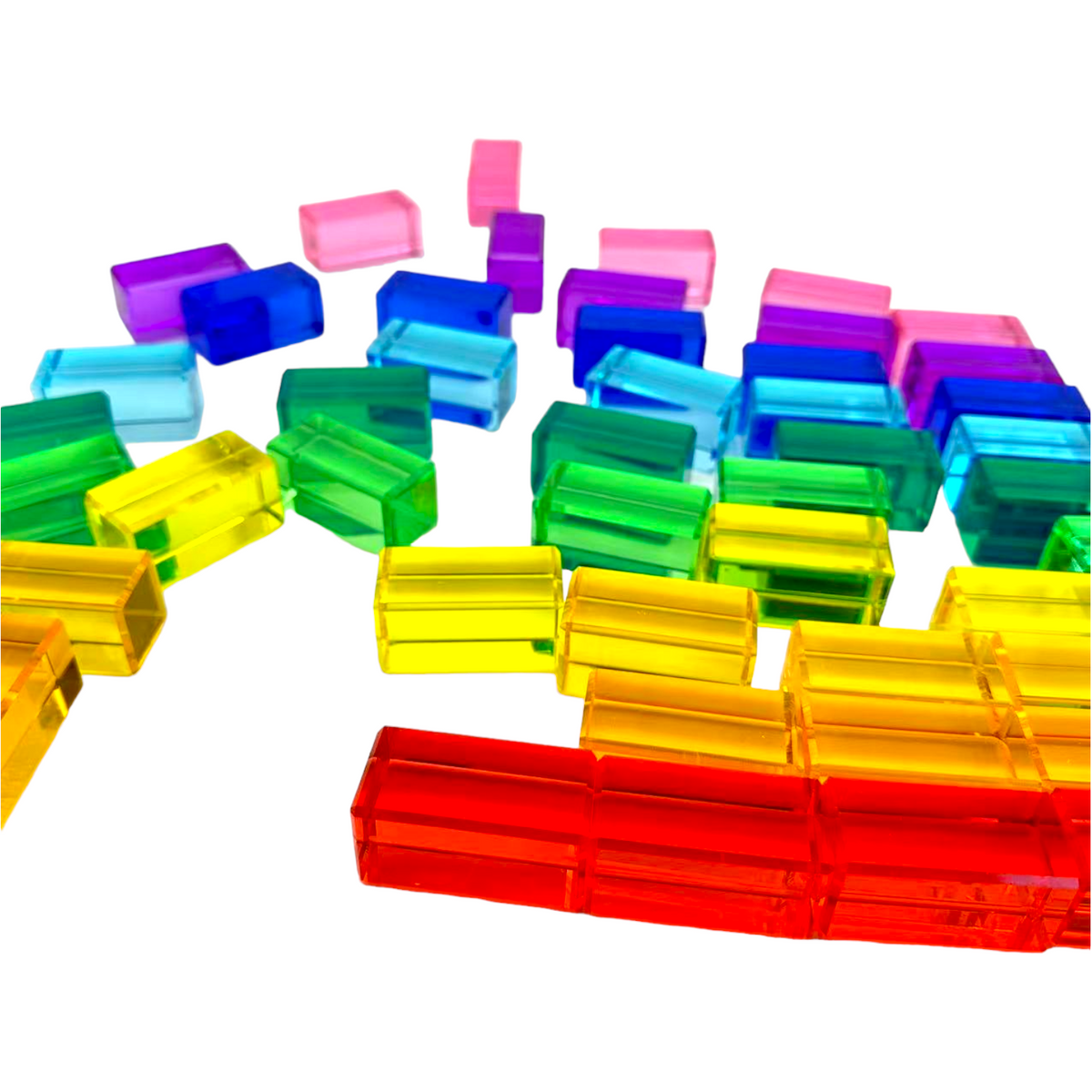 Rainbow Lucite Building Blocks Set with Storage Tray