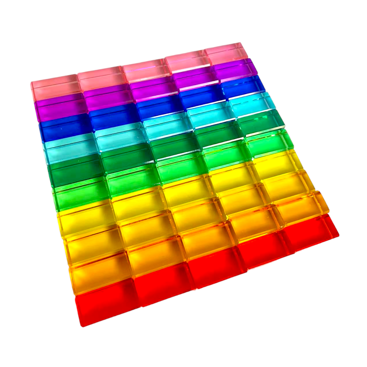 Rainbow Lucite Building Blocks Set with Storage Tray
