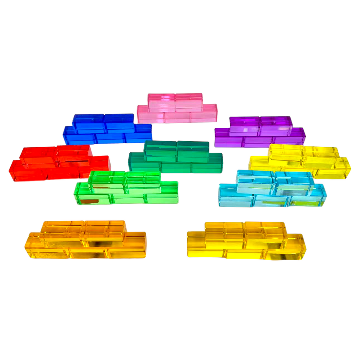 Rainbow Lucite Building Blocks Set with Storage Tray