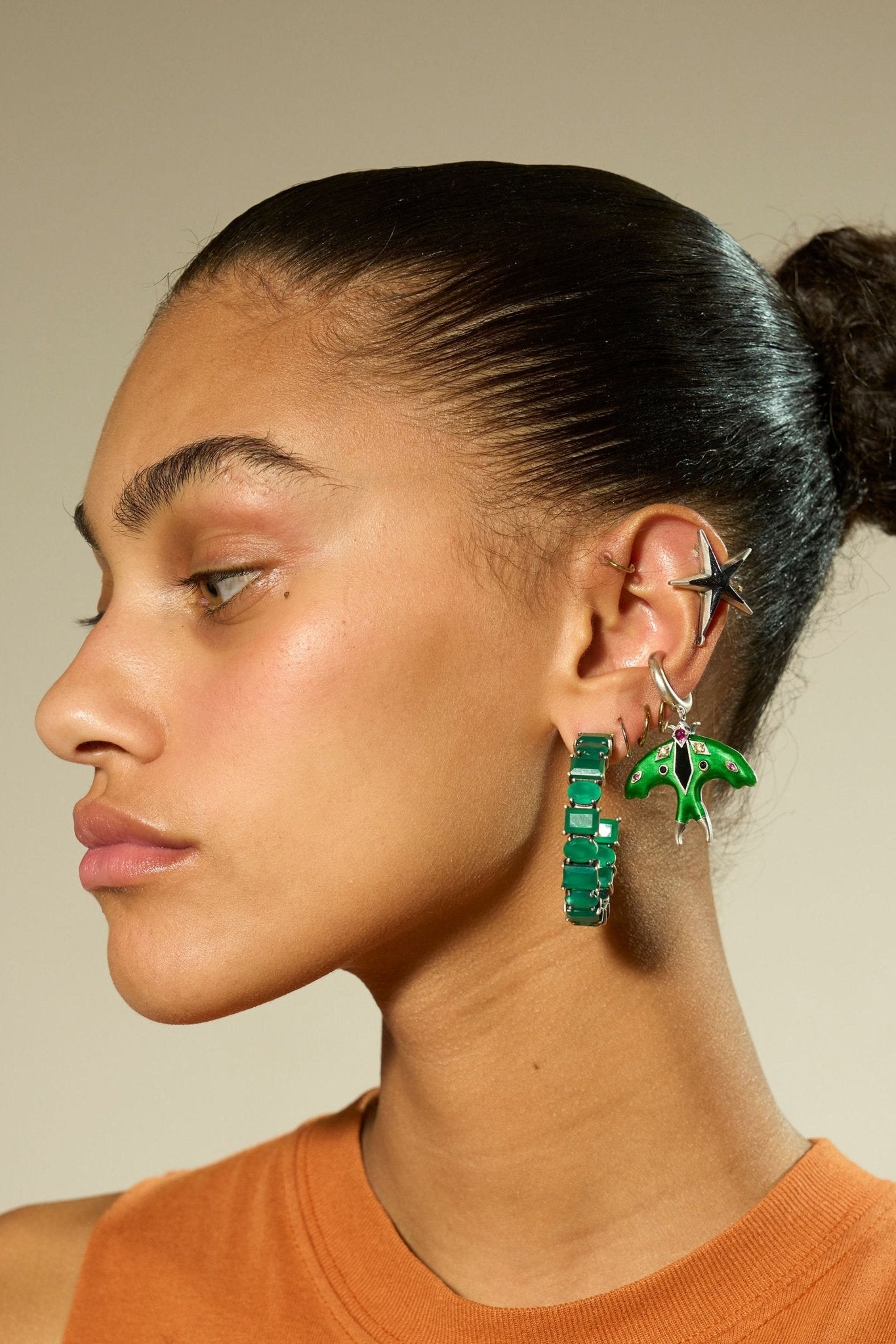 Luna Moth Enamel Ear Cuff | Silver