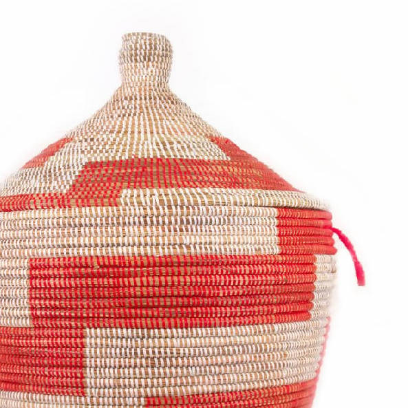 Red Stripe Crimson Low Floor Basket