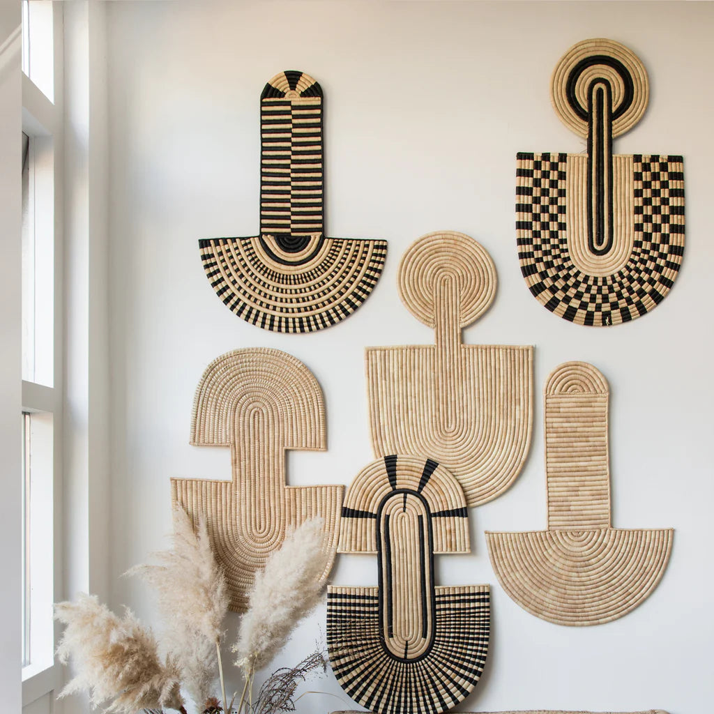 Long Abstract Mask | Natural + Black Wall Hanging