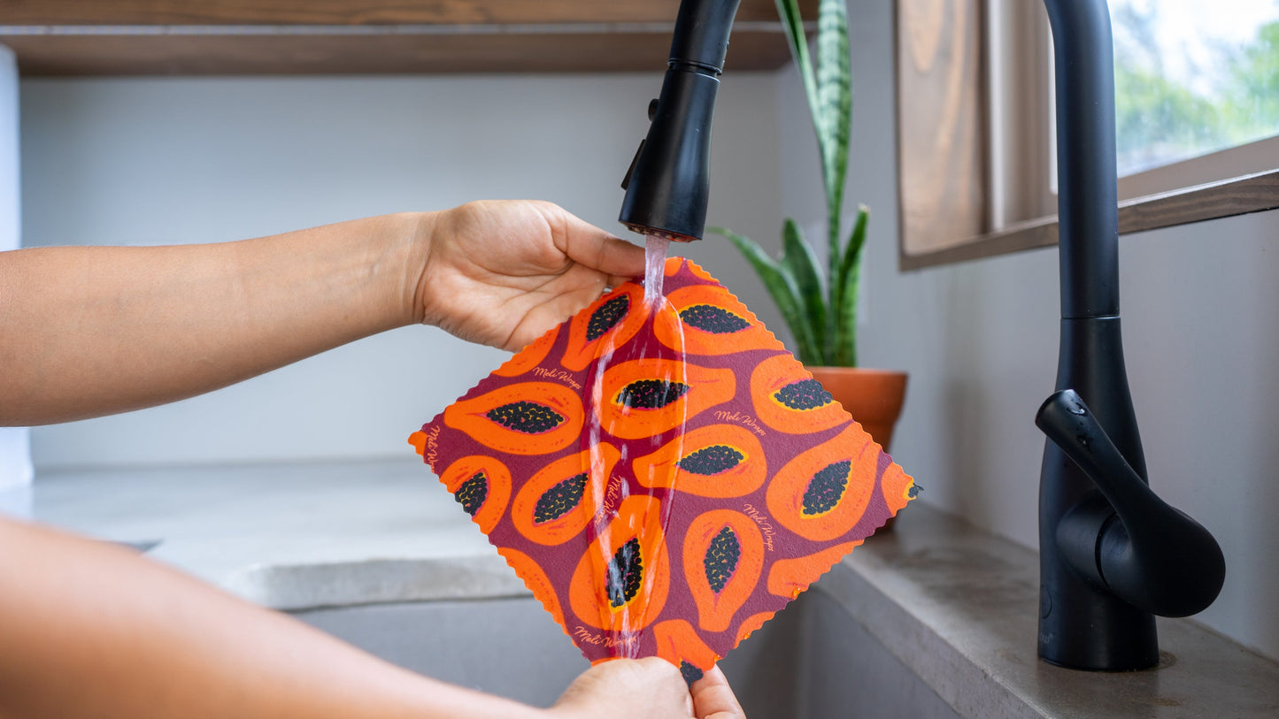Beeswax Food Wrap | Purple Papaya Print