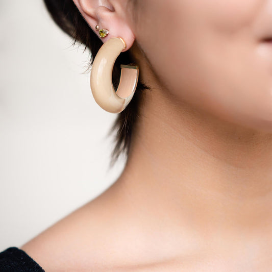 Small Illusion Lucite Hoop Earrings in Neutrals
