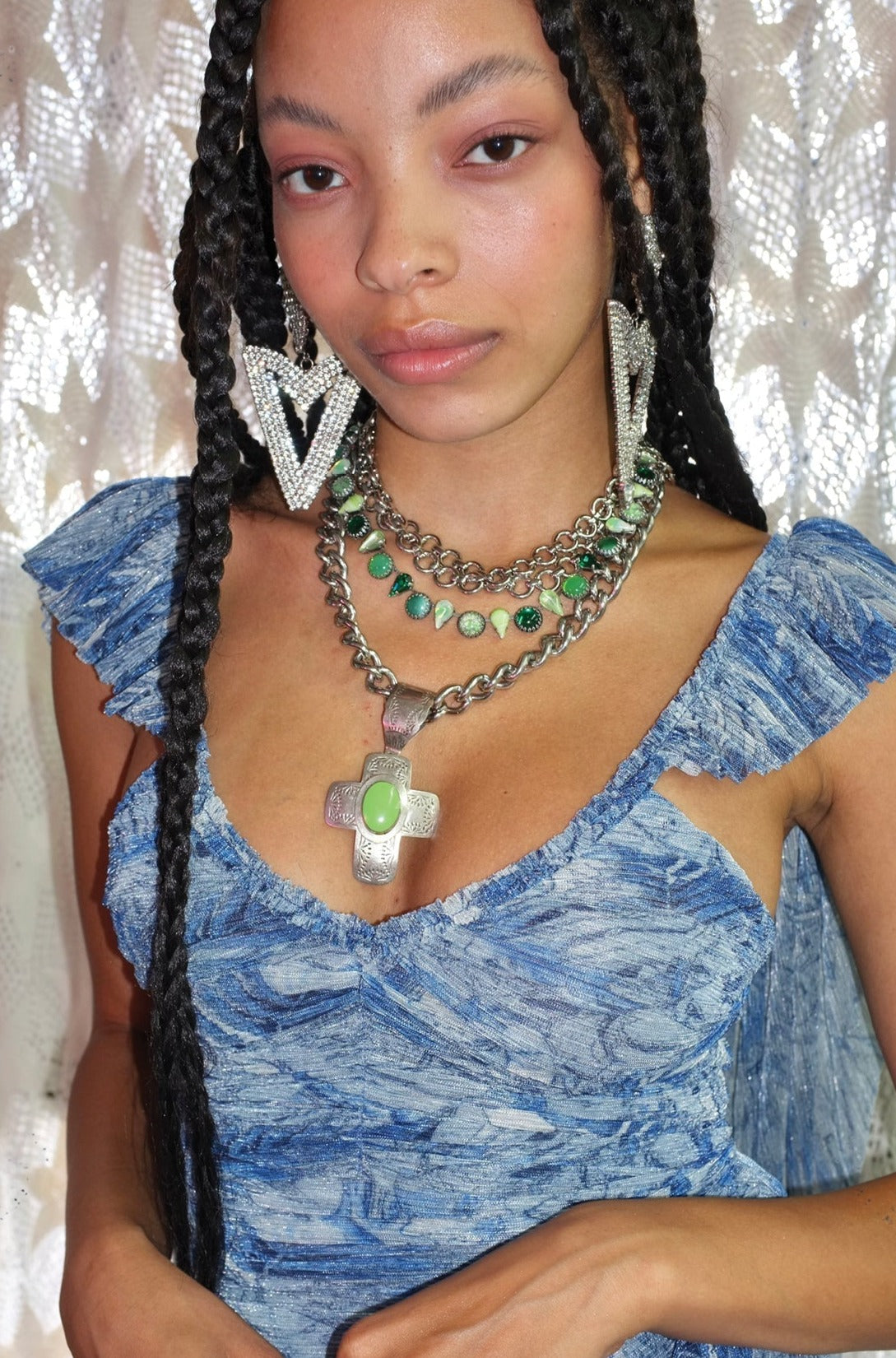 Layering Choker in Salad | Silver