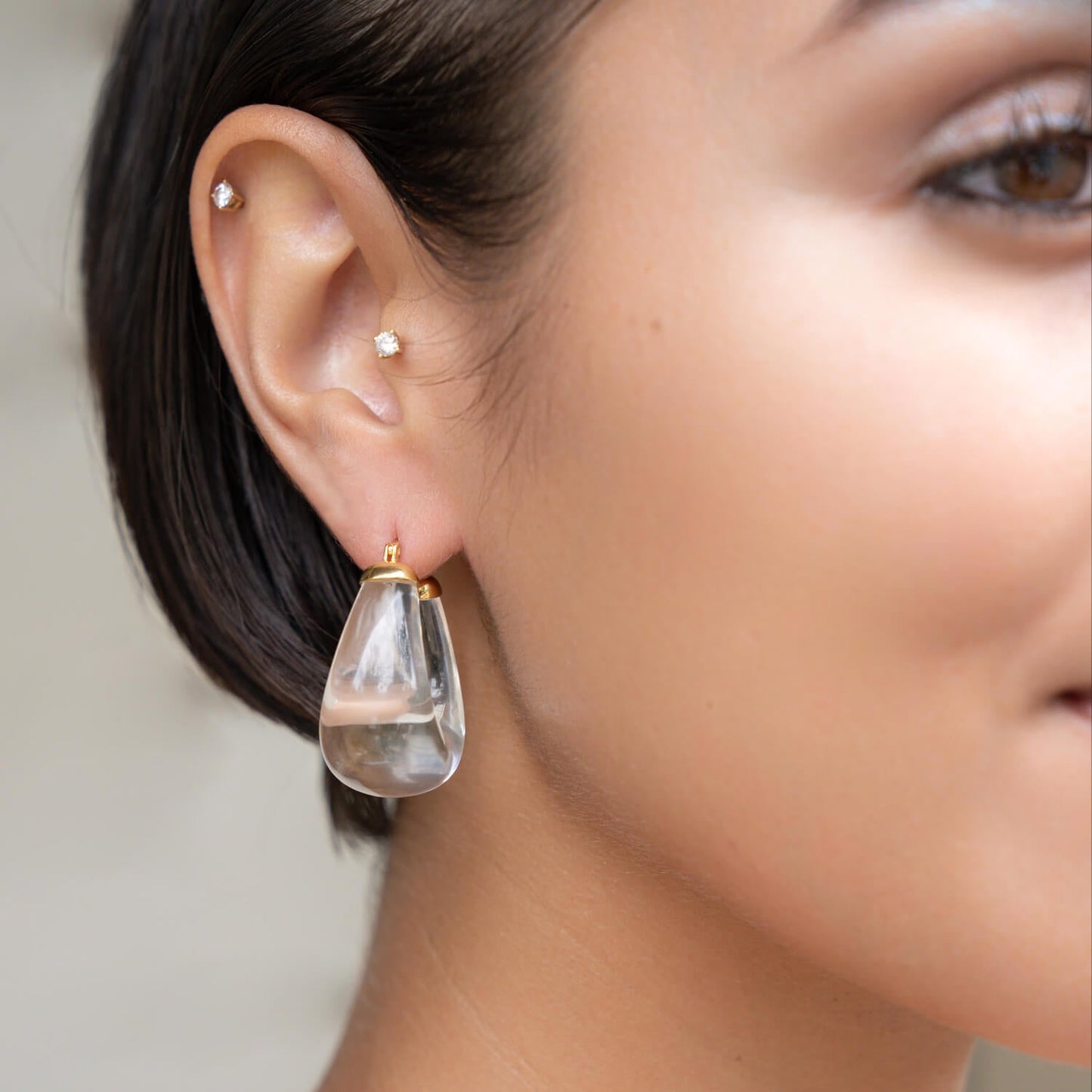 Clear Chunky Bucket Hoop Earrings