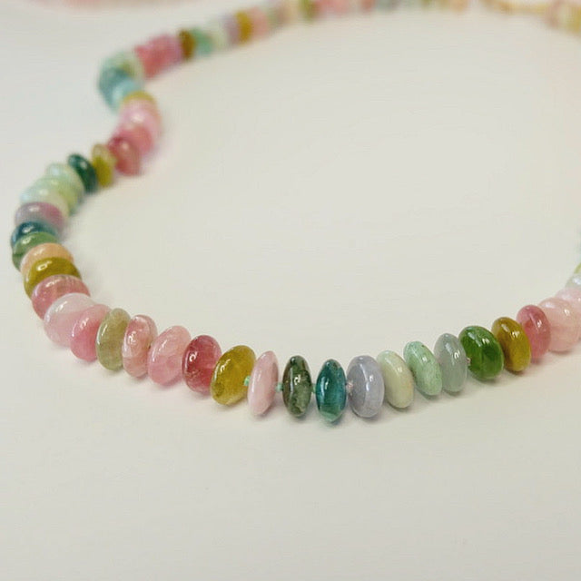 Watermelon Tourmaline Candy Necklace | 14K Gold Clasp