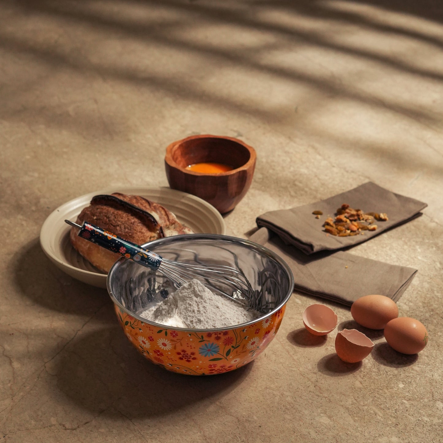 Sunburst Bloom Bowl + Whisk Set