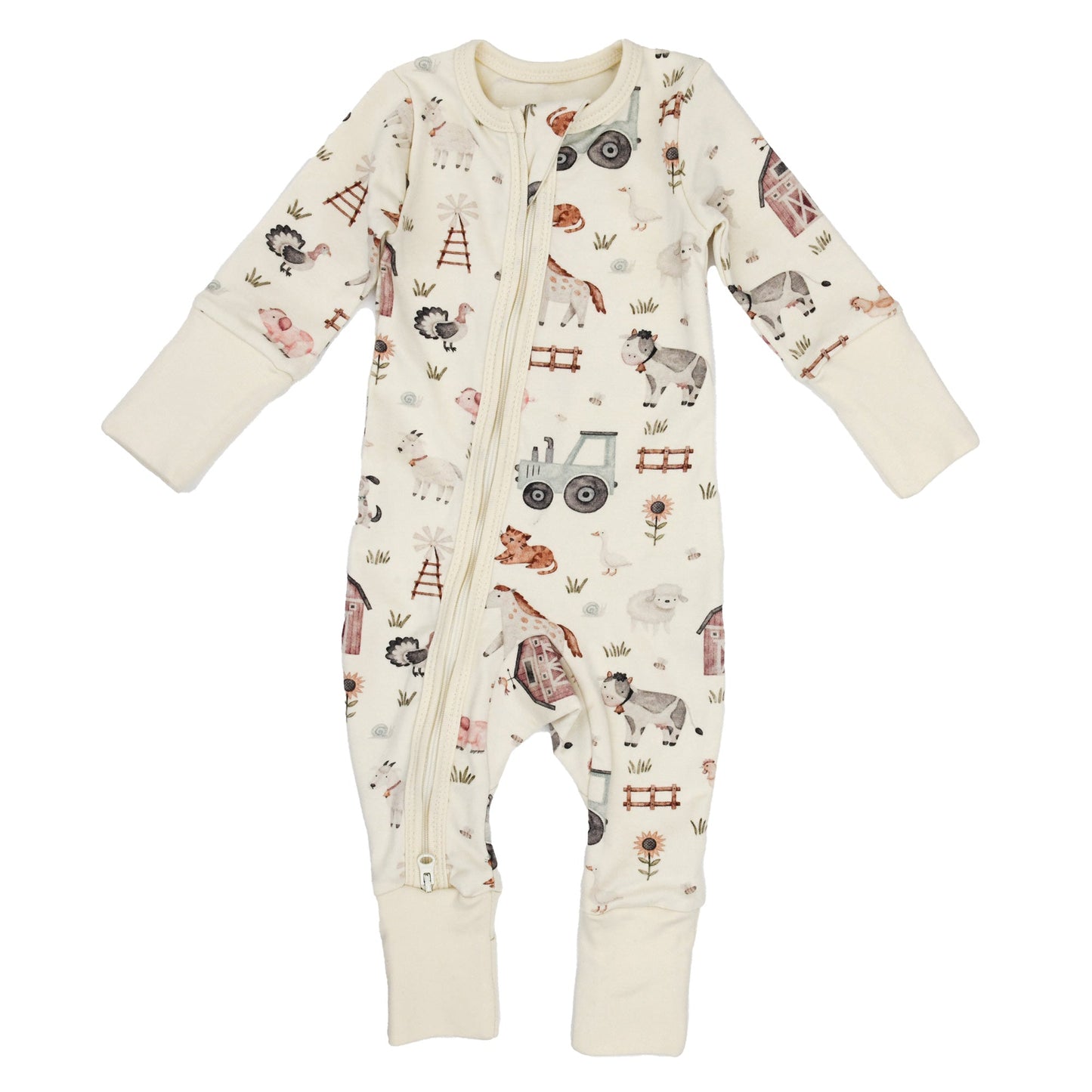 Organic Cotton Baby Pajamas 2-Way Zip Front Zipper Sleeper | Dusty