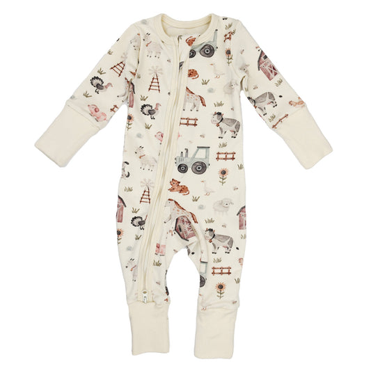 Organic Cotton Baby Pajamas 2-Way Zip Front Zipper Sleeper | Dusty