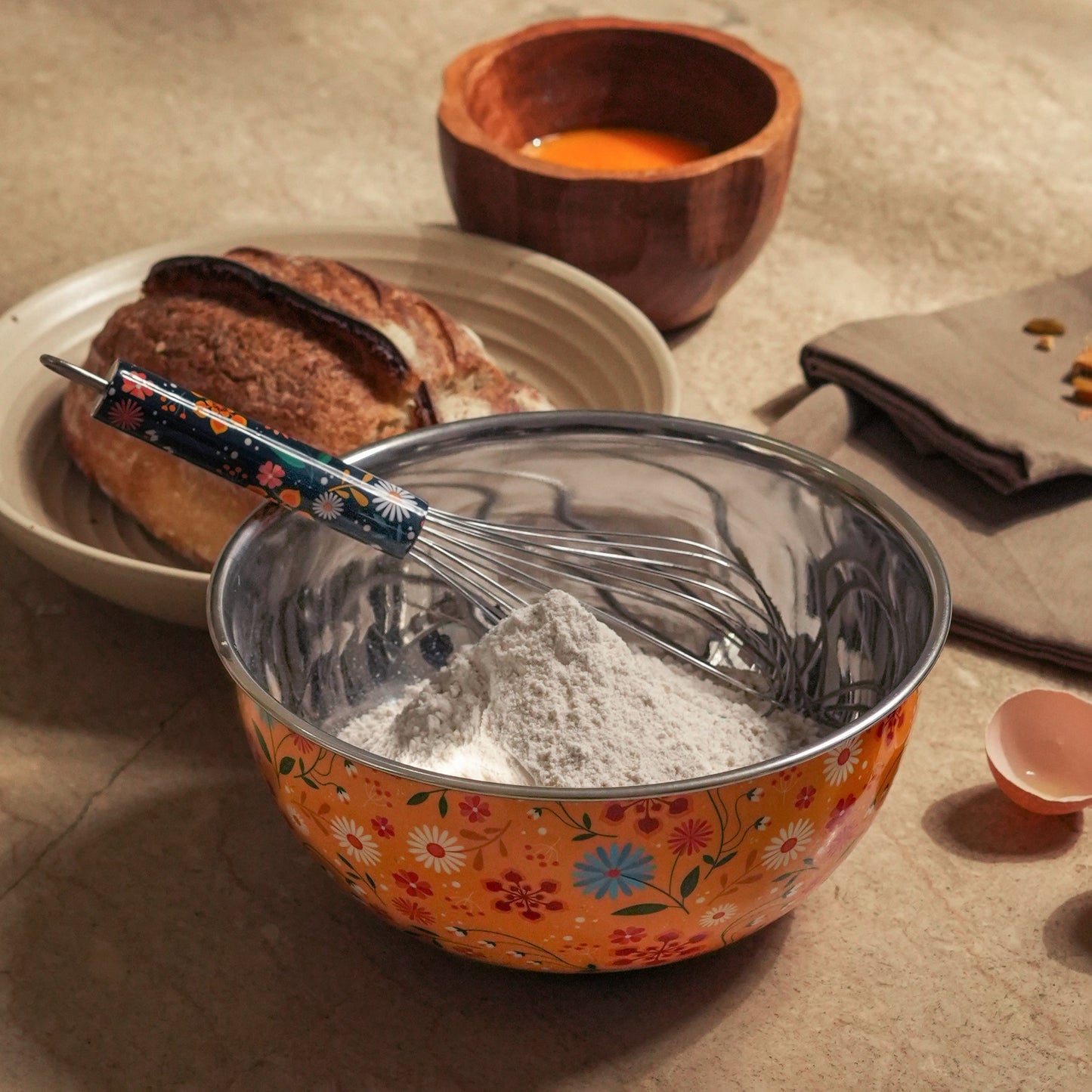 Sunburst Bloom Bowl + Whisk Set