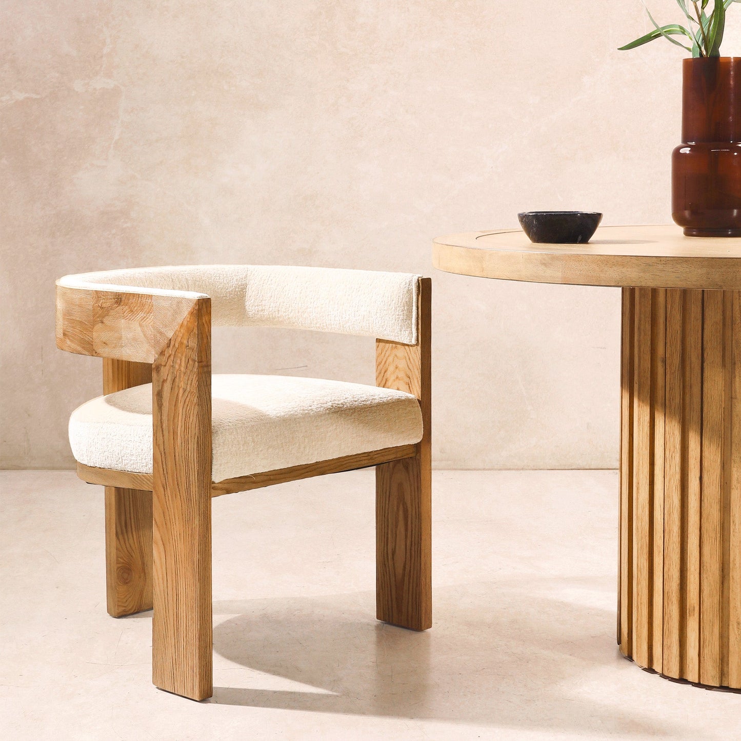 Nolan Chenille Upholstered Dining Chair with Ash Wood Frame