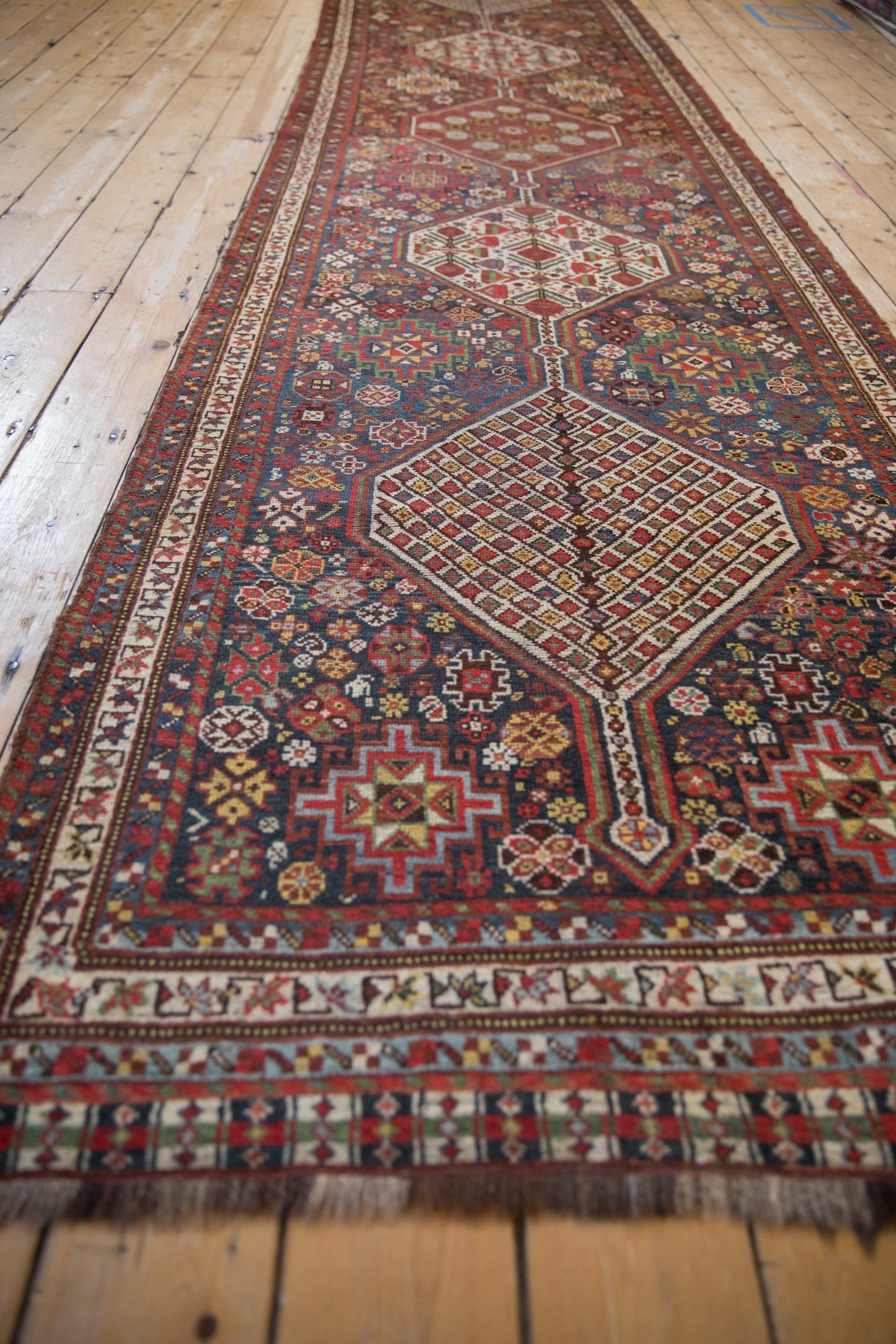 3.5x15 Antique Qashqai Rug Runner