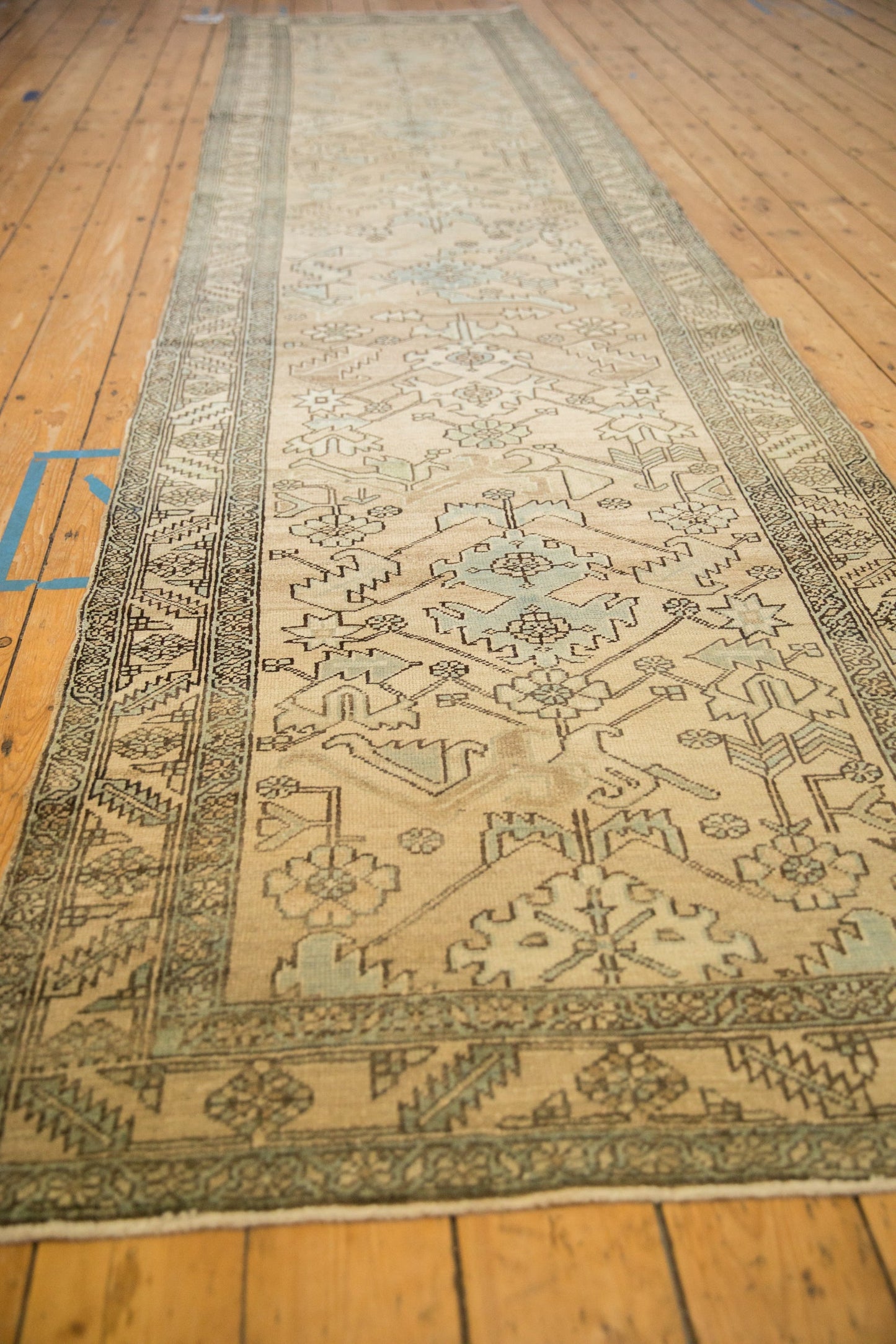 3.5x14.5 Vintage Distressed Heriz Rug Runner