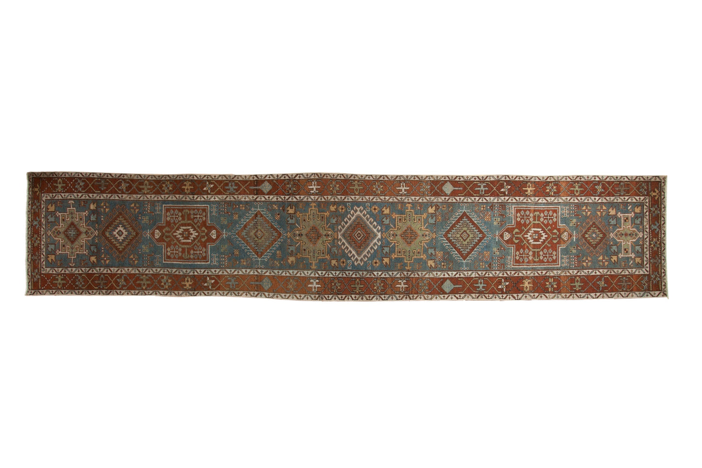 3x14.5 Vintage Distressed Karaja Rug Runner