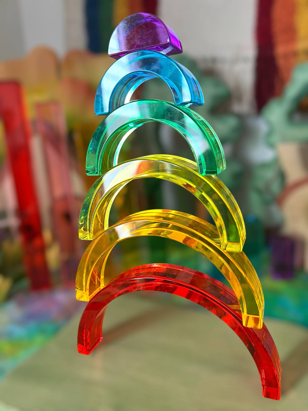 6-Piece Small Crystal Clear Rainbow Lucite Blocks