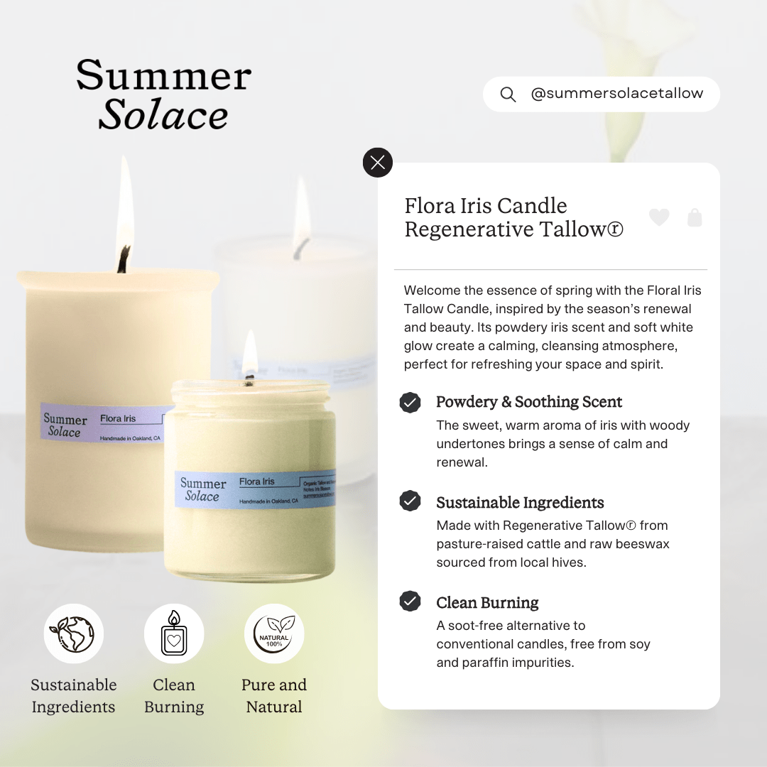 Flora Iris – Tallow Candle with Orris & Palo Santo | 6oz
