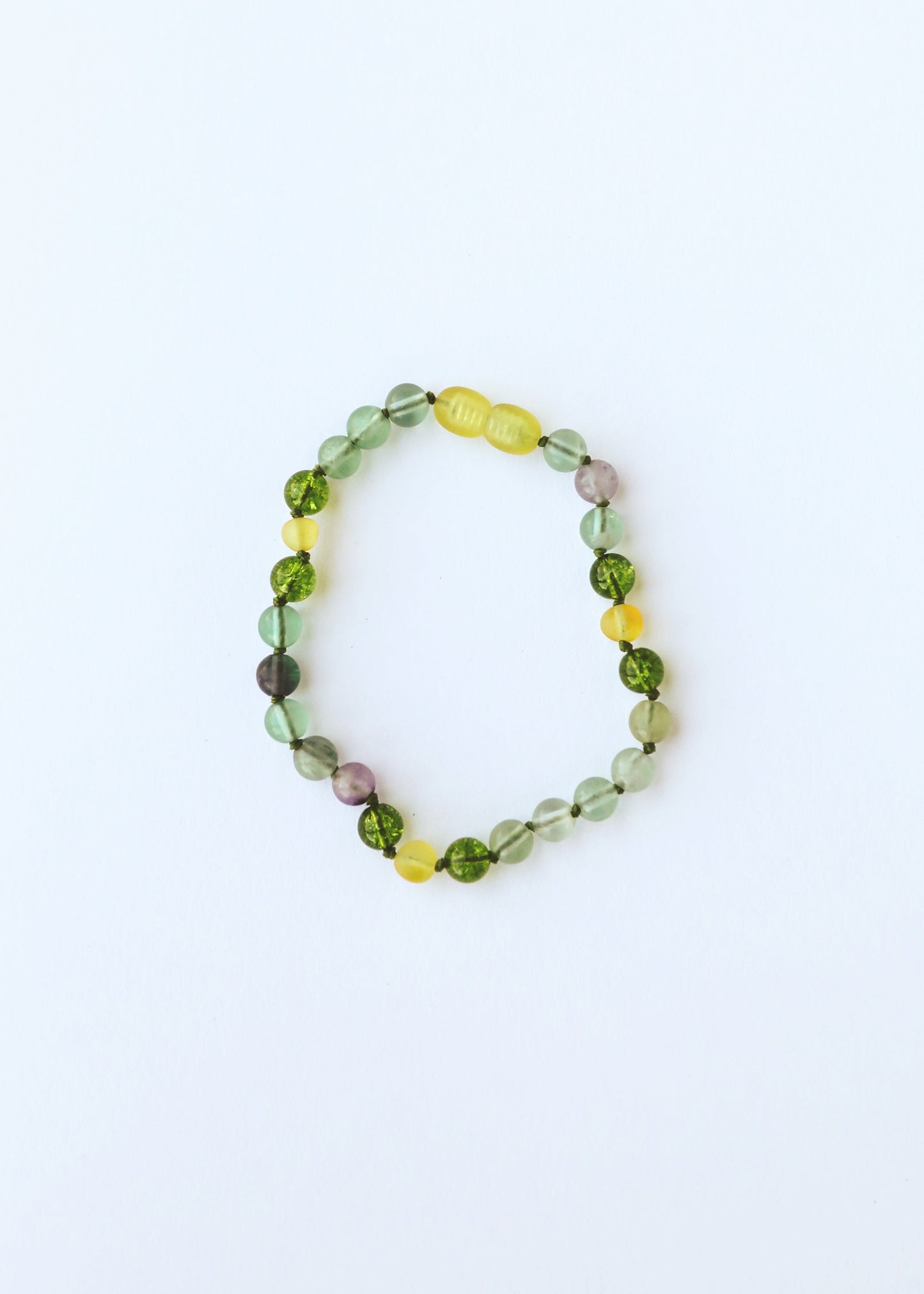 Raw Baltic Sea Amber + Fluorite + Peridot Gemstone Necklace