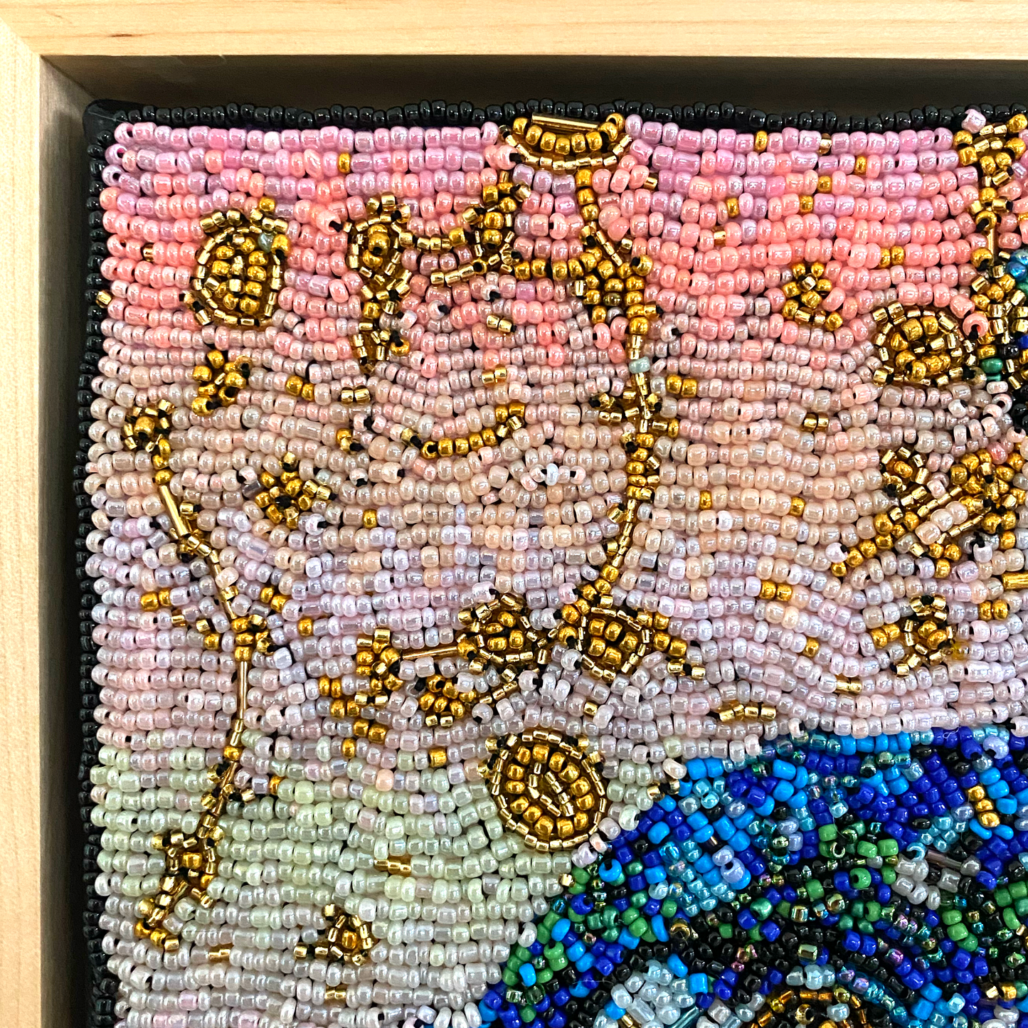 Golden Hour Peacock | Fully Beaded Artwork