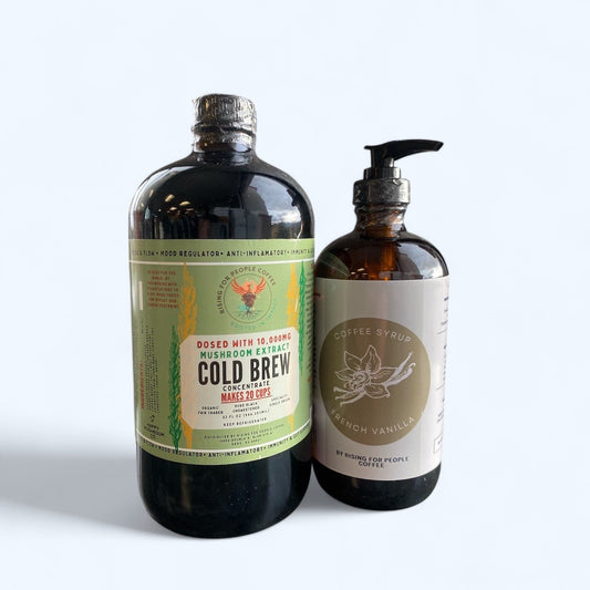 Happy Mushroom Cold Brew & French Vanilla Coffee Syrup