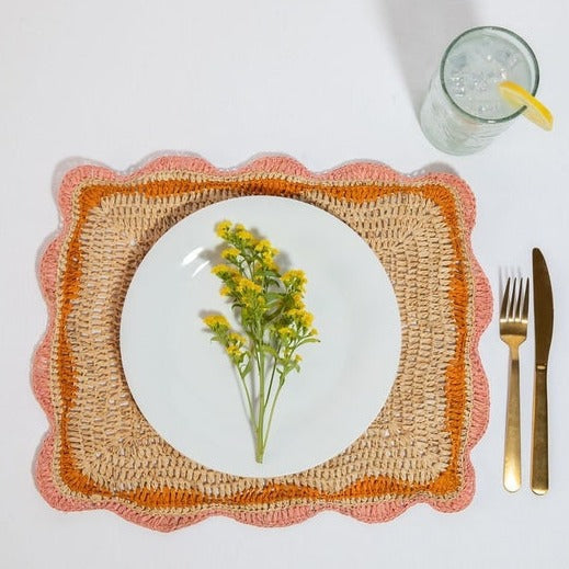 Garden Party placemats with Pink and Orange Edges