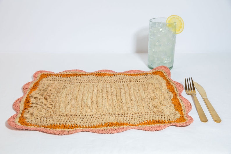Garden Party placemats with Pink and Orange Edges