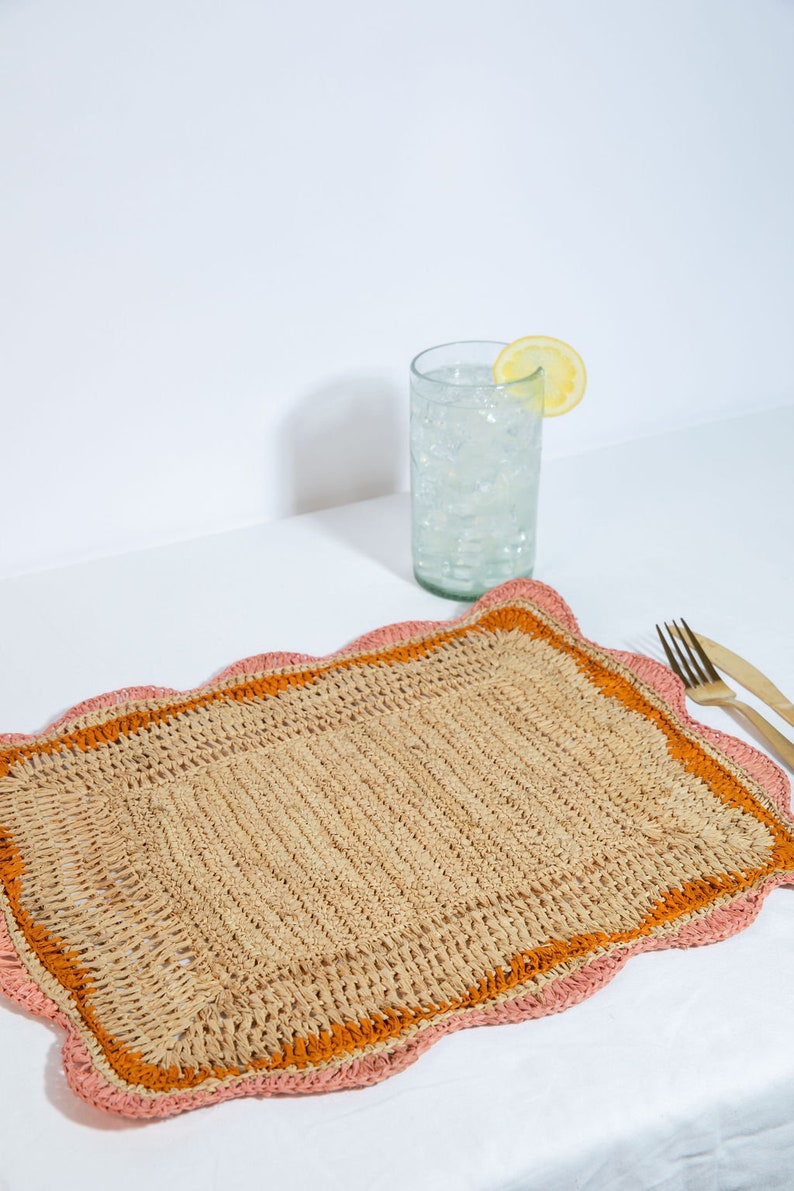 Garden Party placemats with Pink and Orange Edges