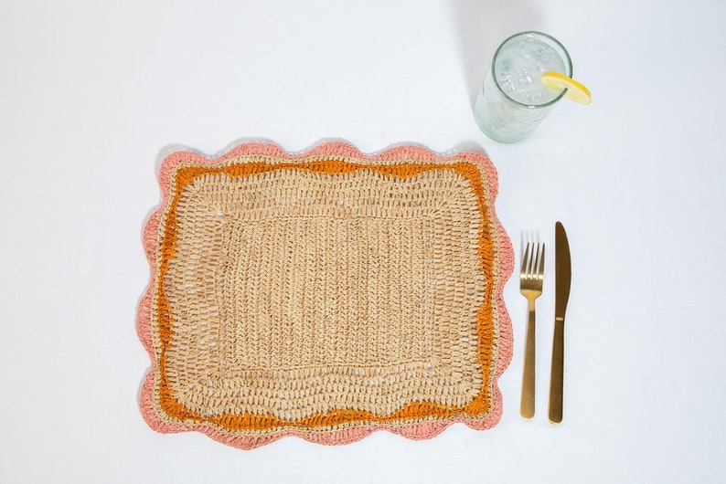 Garden Party placemats with Pink and Orange Edges