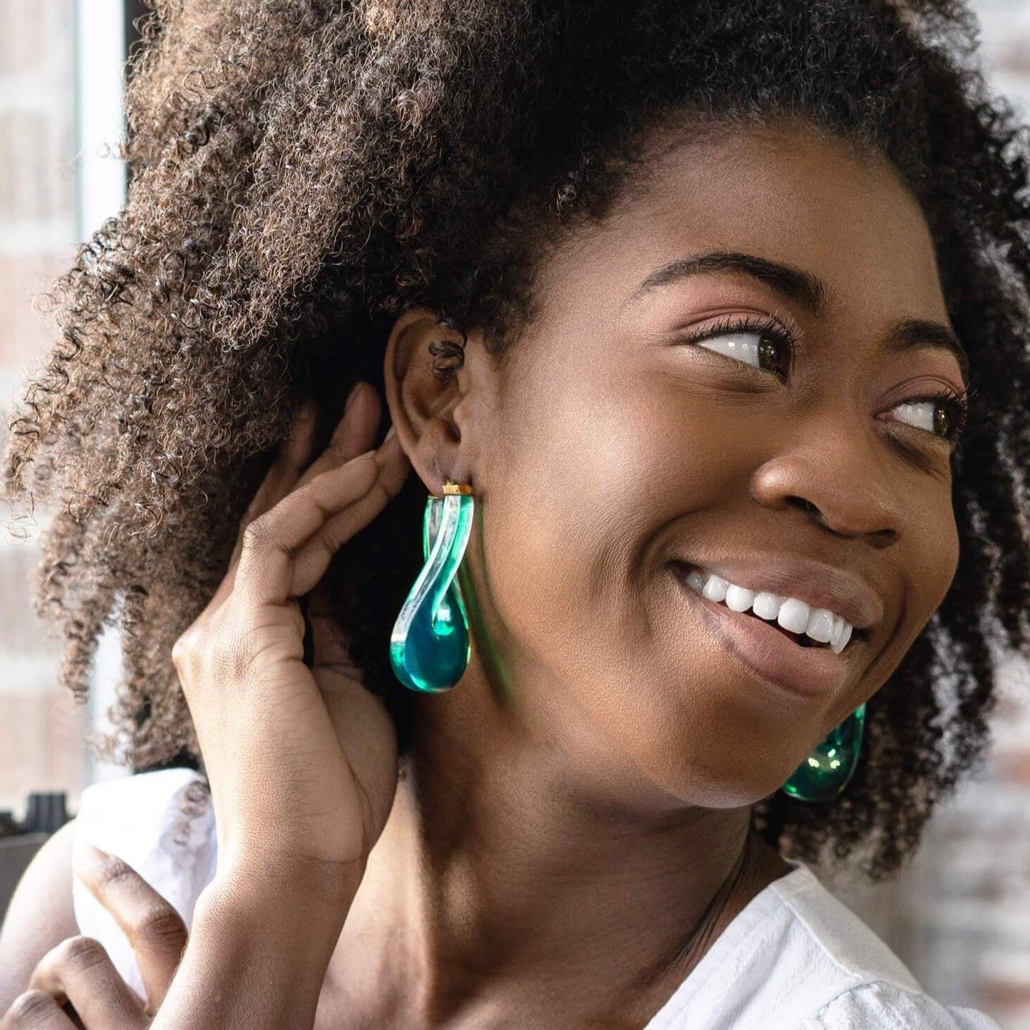 Large Twisted Horseshoe Lucite Hoop Earrings