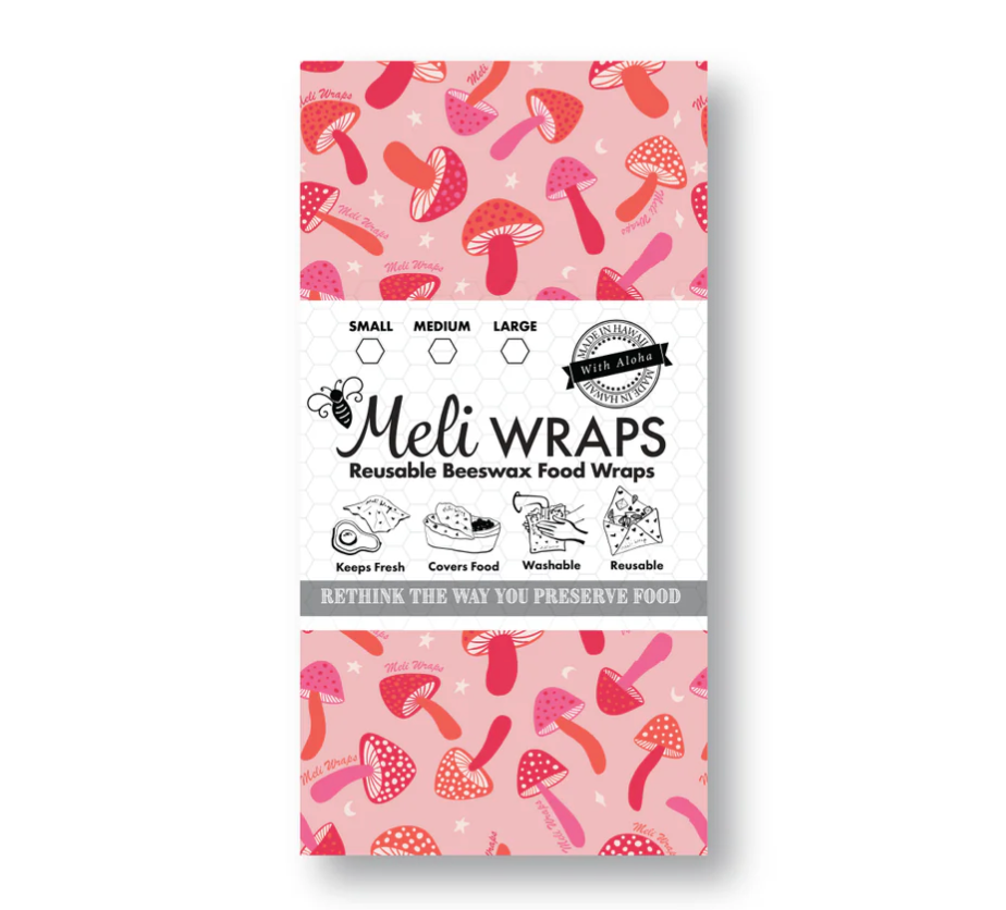 Beeswax Food Wrap | Pink Mushroom Print