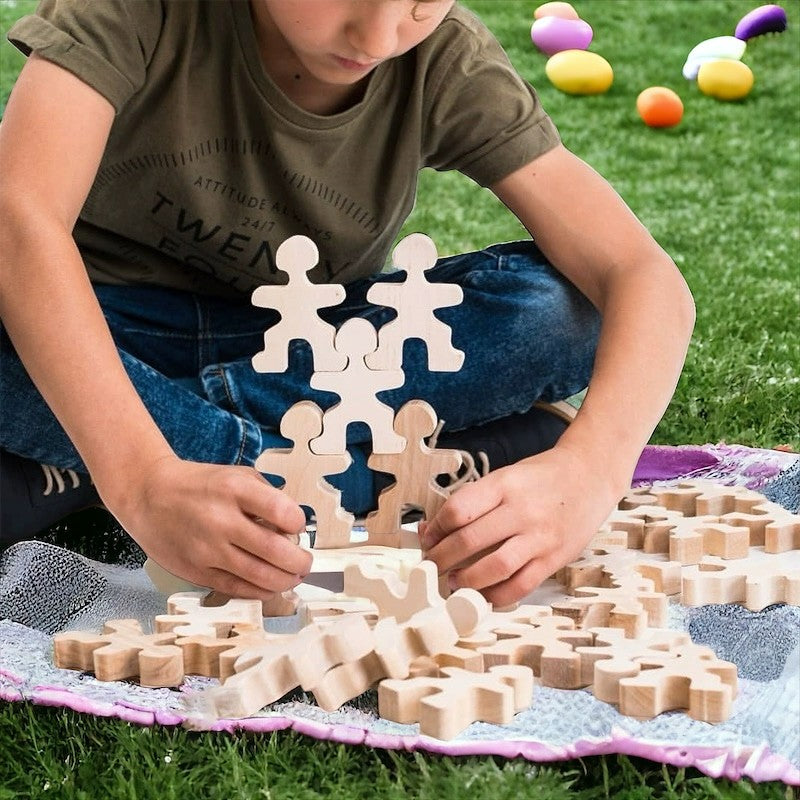 32-Piece Wooden Little Balancing People Stacking Set