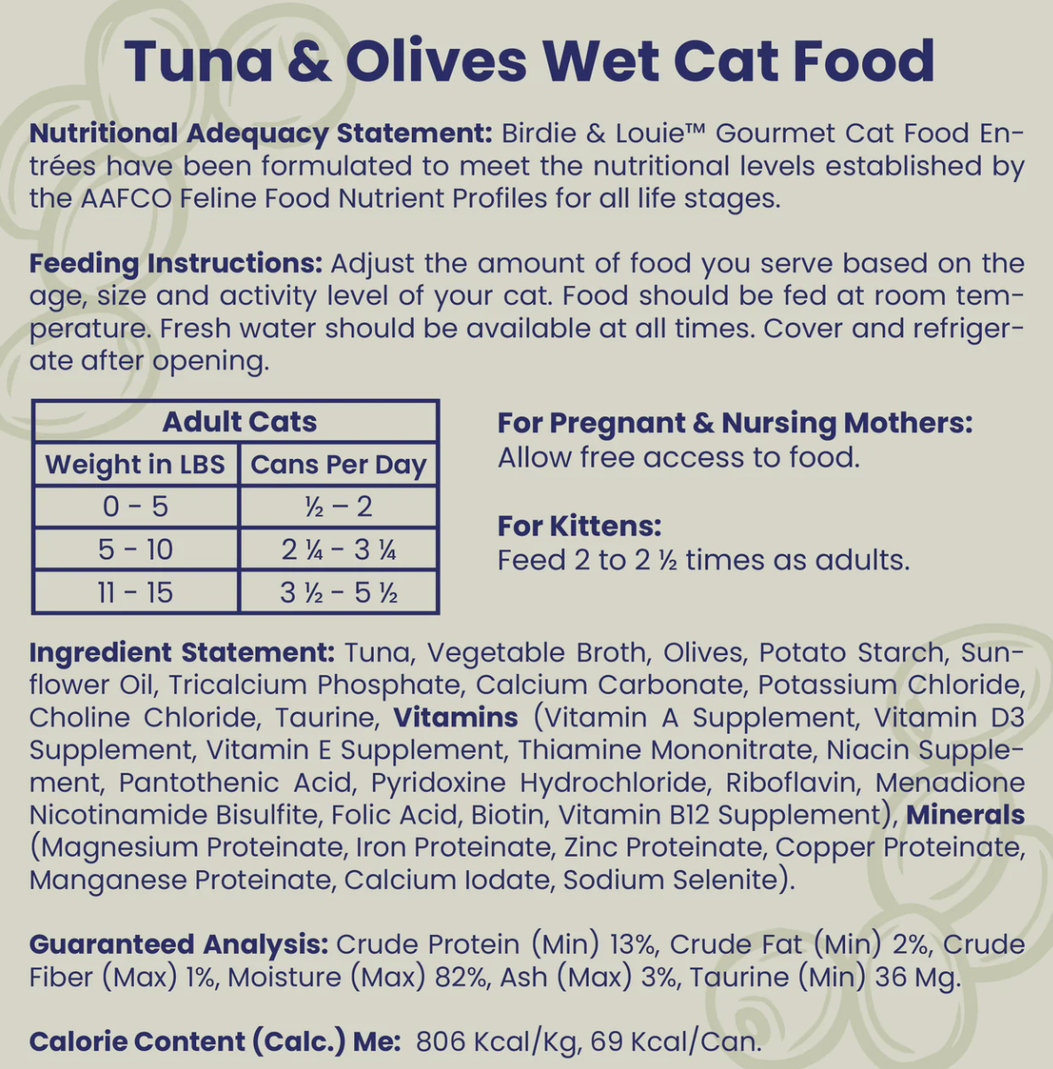 Birdie & Louie | Tuna Olivies Cat Food