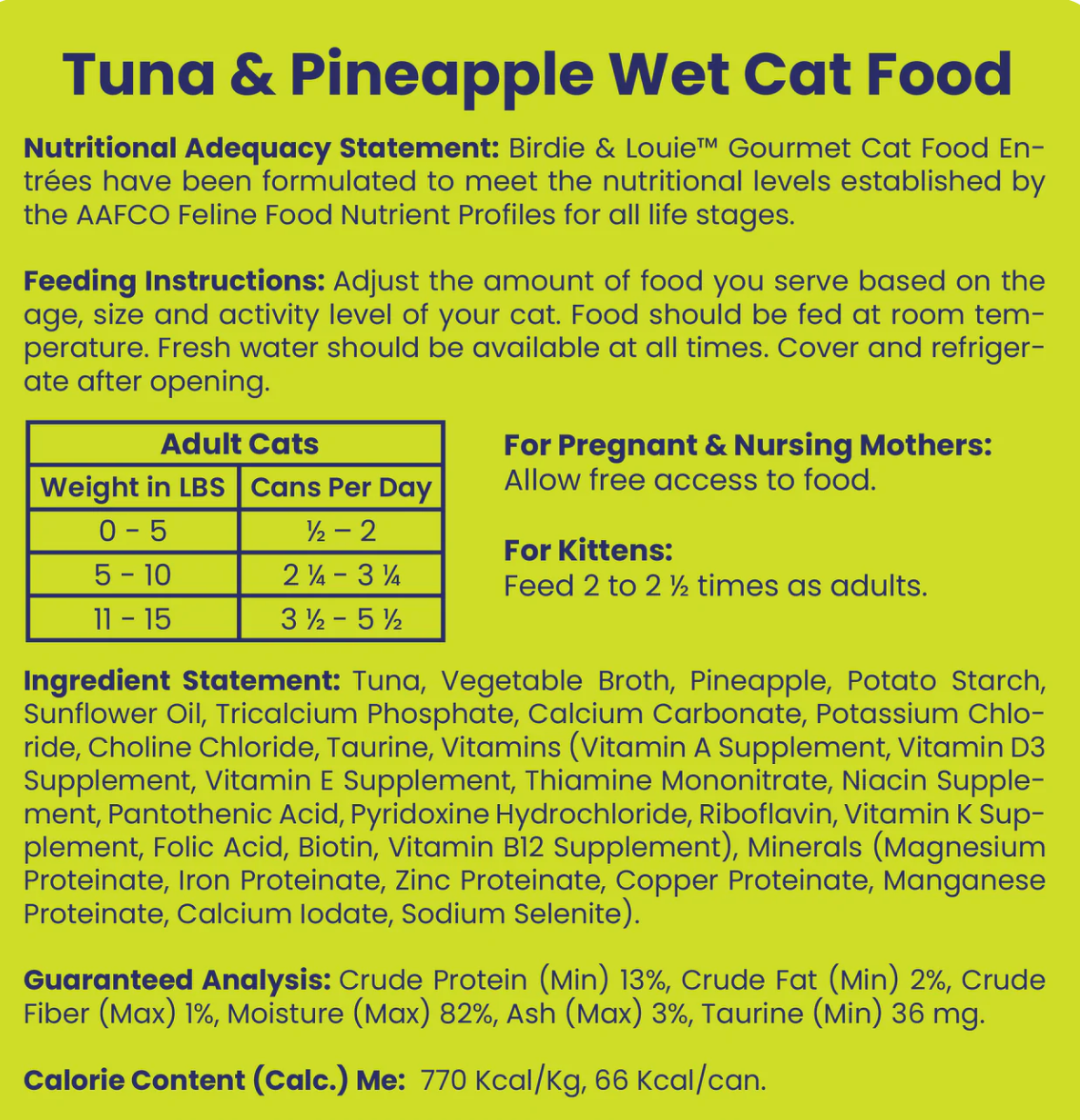 Birdie & Louie | Cat Food Tuna & Pineapple