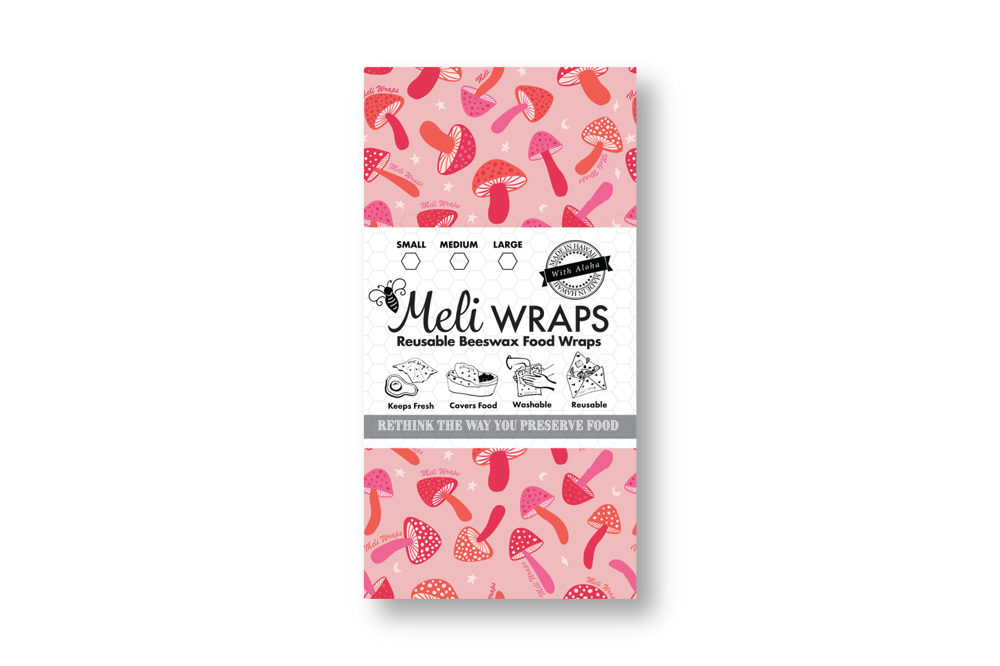 Beeswax Food Wrap | Pink Mushroom Print