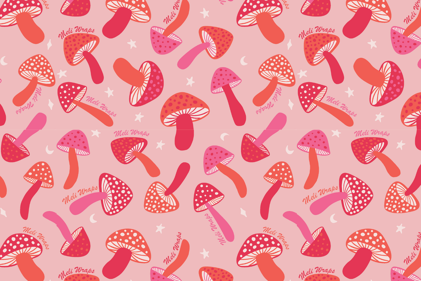 Beeswax Food Wrap | Pink Mushroom Print