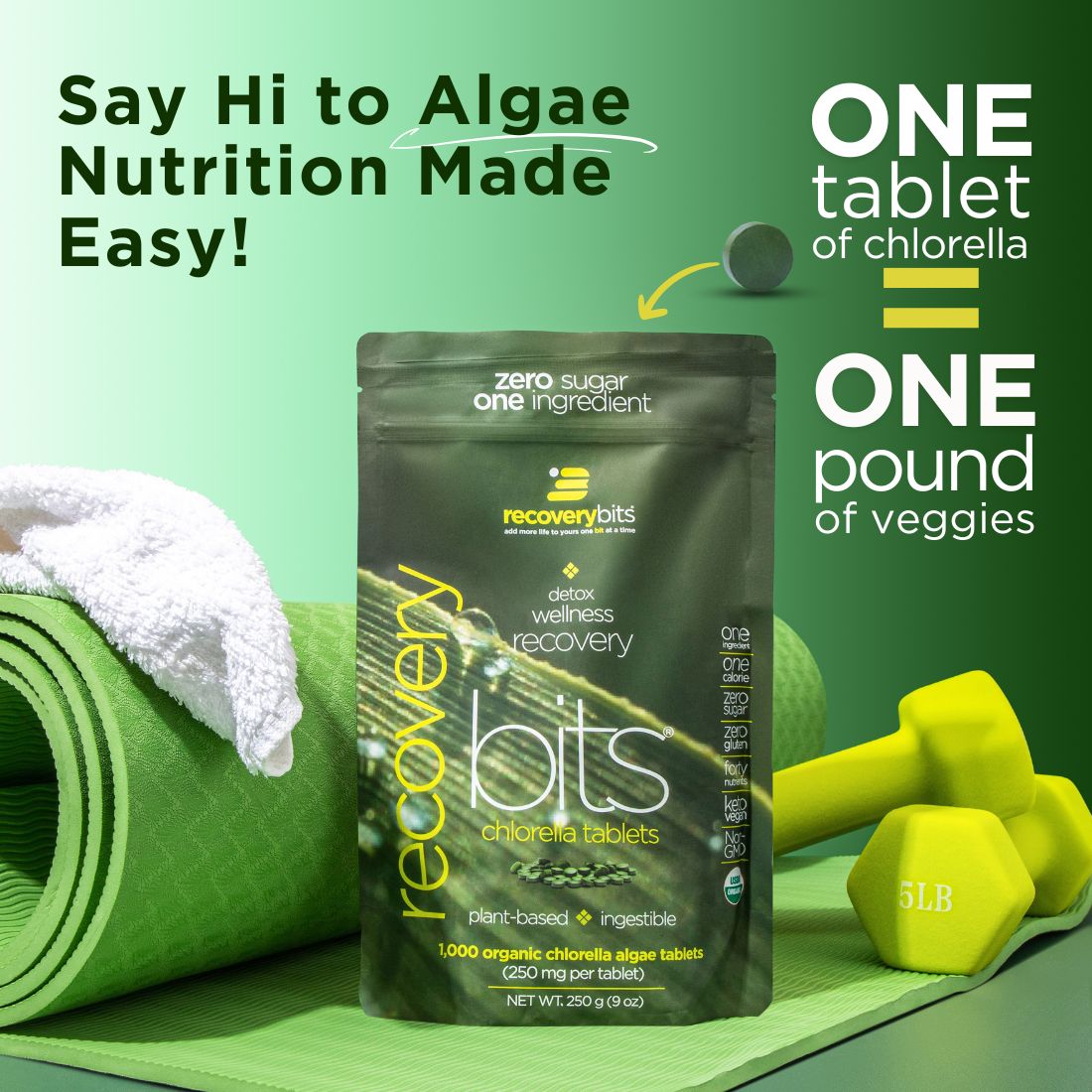 RECOVERYbits® | Chlorella Algae| Small Bag