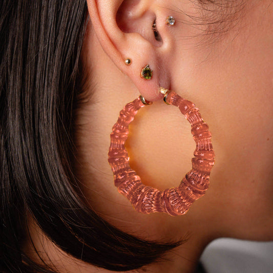 Rum & Coke Lucite Bamboo Hoop Earrings